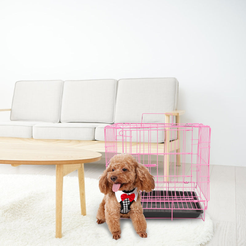 cage - single door metal crates with movable tray- & carry, kennel for medium dogs suitable for cats