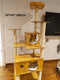 Multi-Level Wood Cat Tower with Large Cat Condo, Round Top Perch, Scratching Post