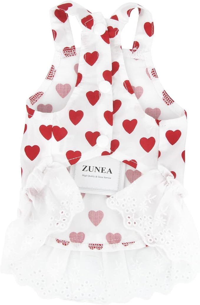 Love Heart Pattern Dog Girls Dresses for Small Dogs