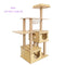 Modern Cat Tree Wooden Cat Tree No Carpet, Multi-Level Wood Cat Tower with Large Cat Condo, Round Top Perch, Scratching Post