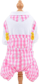 Dog Outfits for Small Dogs Boy Girls Summer Shirts with Plaid Pants Jumpsuits One Piece Apparel for Cats Puppies Chihuahua Clothes Adorable Overalls for Medium Pets 4 Legs Spring