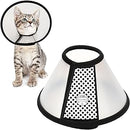 Depets Adjustable Recovery Pet Cone E-Collar for Cats Puppy Rabbit, Plastic Elizabeth Protective Collar Wound Healing Practical Neck Cover, Small & Medium