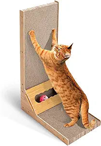 Docal Cat Scratcher Pad, L Shape Cat Scratching Board Cardboard Cat Scratcher for Indoor Large Cats Kitten Vertical Cat Scratch Pad Board Easy for Cats to Scratch, Protect Your Furniture