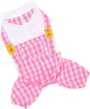 Dog Outfits for Small Dogs Boy Girls Summer Shirts with Plaid Pants Jumpsuits One Piece Apparel for Cats Puppies Chihuahua Clothes Adorable Overalls for Medium Pets 4 Legs Spring