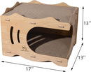 Miss Meow Cat Scratching Bed for Indoor Cats, Large Cat House with Scratch Pad, Foldable Cat Cave Bed