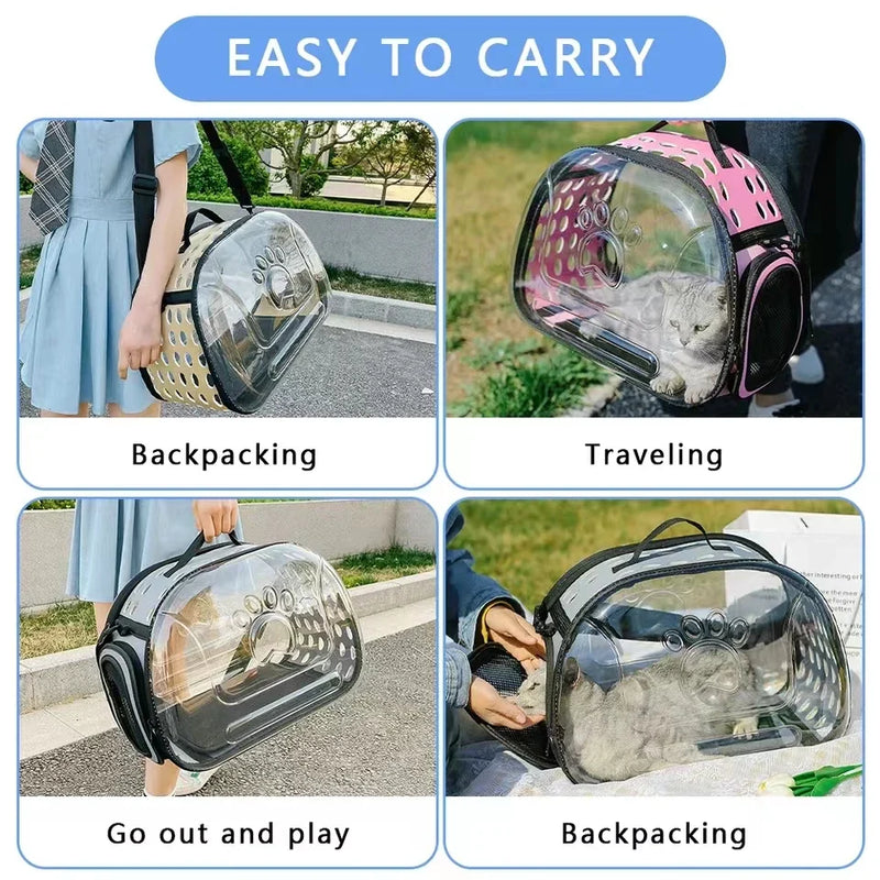 Pet Shoulder Bag Cat Carrier Outdoor Travel Breathable Handbag Puppy & Kitten Capsule Transparent Portable Shoulder Strap Bag