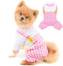 Dog Outfits for Small Dogs Boy Girls Summer Shirts with Plaid Pants Jumpsuits One Piece Apparel for Cats Puppies Chihuahua Clothes Adorable Overalls for Medium Pets 4 Legs Spring