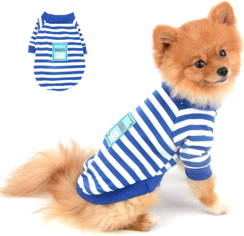 Pet Striped T-Shirt for Small Dogs Boy Girl Puppy Shirt Sweatshirt Breathable Cat Tee Summer Dog Clothes Fashion Costume,Blue,Size L