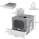 Cat Litter Box with Scoop and Tray Sifting Enclosed Foldable Kitten Toilet Detachable Poop Top Front Entry Pet Supplies