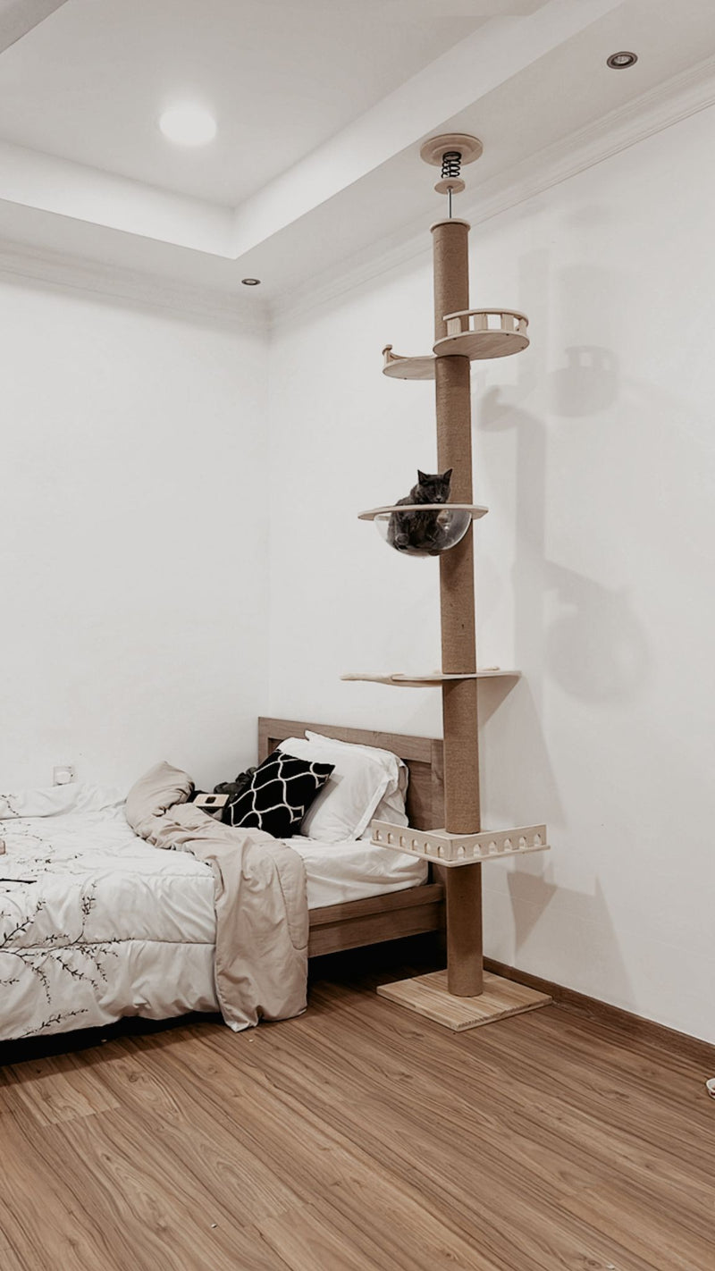 Floor to Ceiling Adjustable  Cat Tree Sturdy Cat Activity Tree Indoor Cat Scratching Post